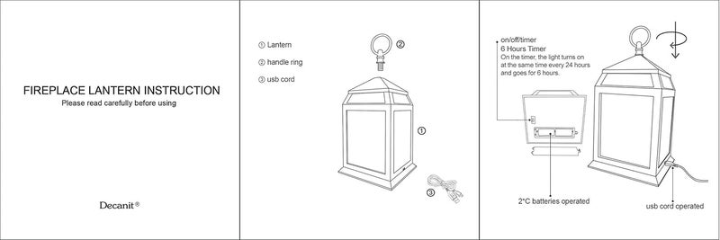 DECANIT Fireplace Lantern and Battery Operated USB Operated 6 Hour Timer Included Tabletop Fireplace Lantern Indoor/Outdoor Fireplace Lamp (1 Pack House Shape No Heater Function Size:6.3x5.5x12 Inch) - Image 5